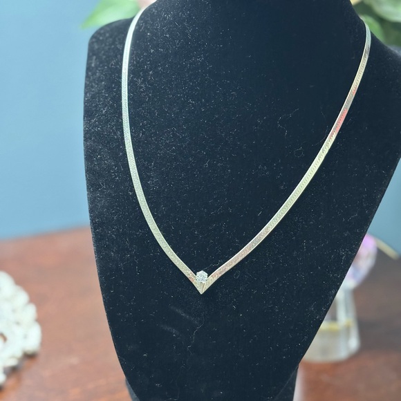 Jewelry - Vintage 925 Sterling Silver Herringbone Silver Necklace